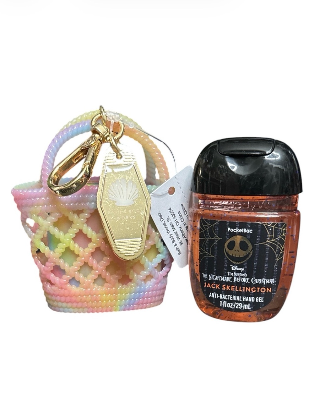 Bath & Body Works Rainbow Jelly Net Tote PocketBac Holder + Random Sanitizer